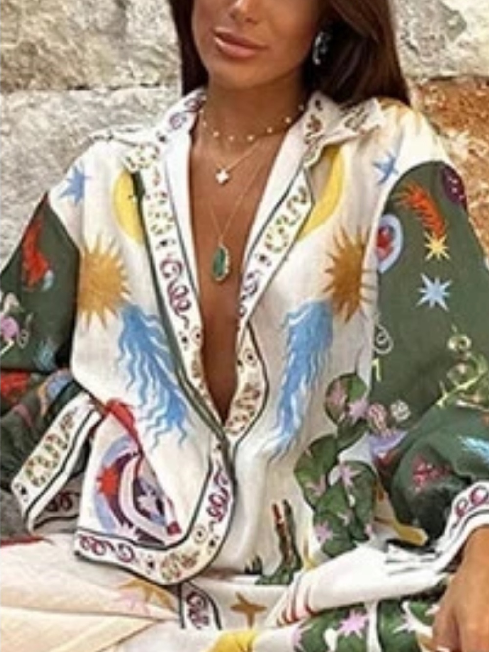 Like my choice Boho Printed Relaxed Pants & Top Set - Multicolor SIZE LARGE NWT - Picture 3 of 5